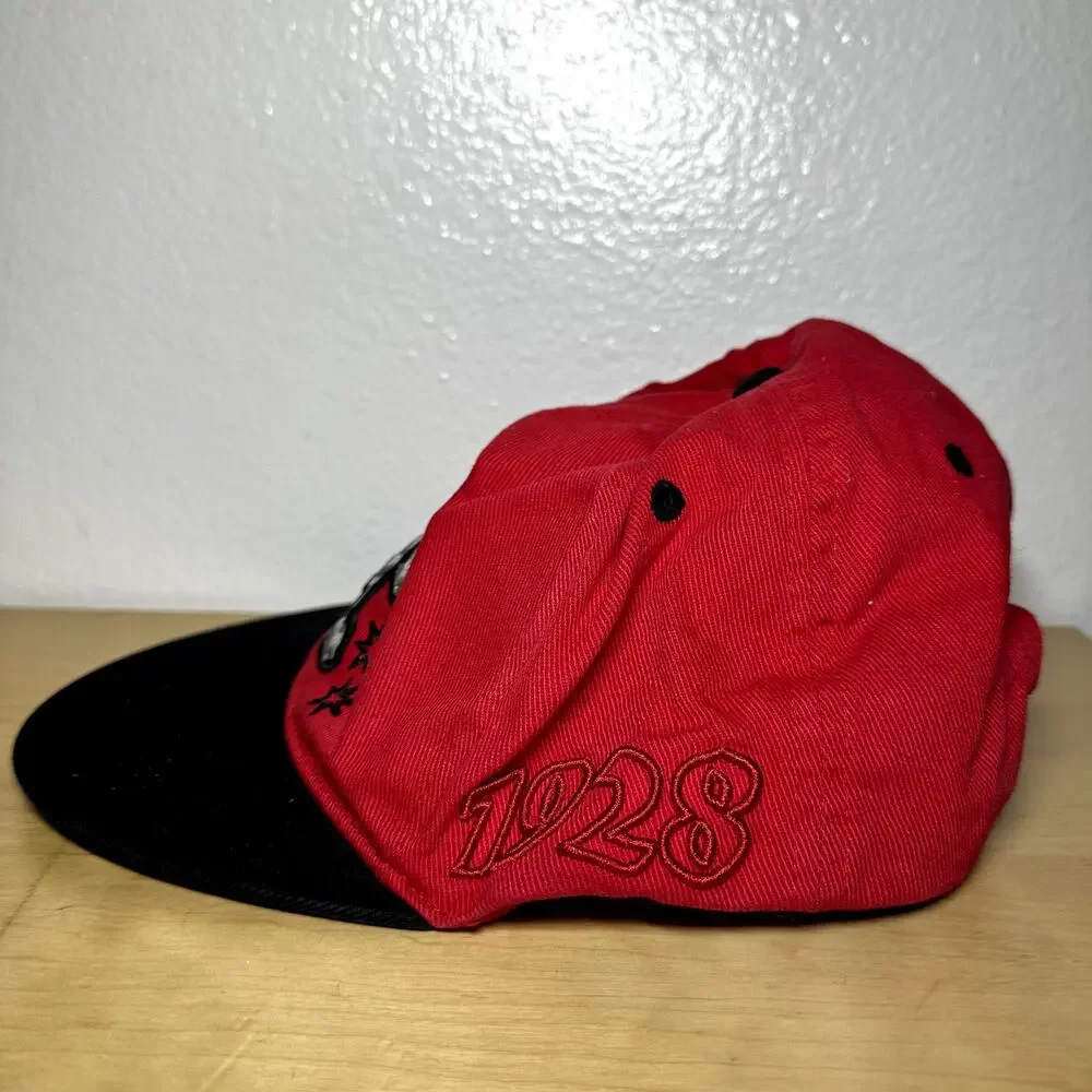 Disney Parks Snapback Cap Chevron Mickey Mouse Embroidered Red Black One Size